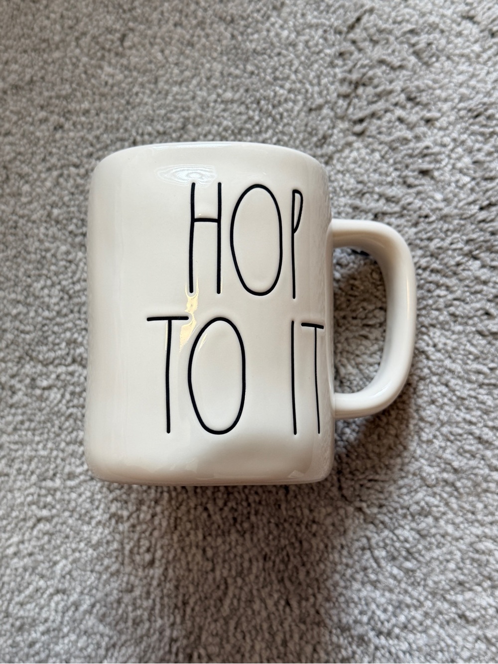 Rae Dunn Cream Ceramic Hop To It Mug
